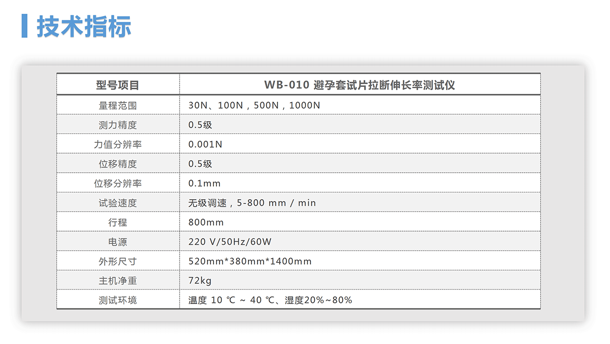 WB-010 避孕套试片拉断伸长率测试仪(图7)